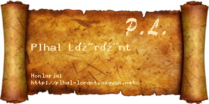 Plhal Lóránt névjegykártya